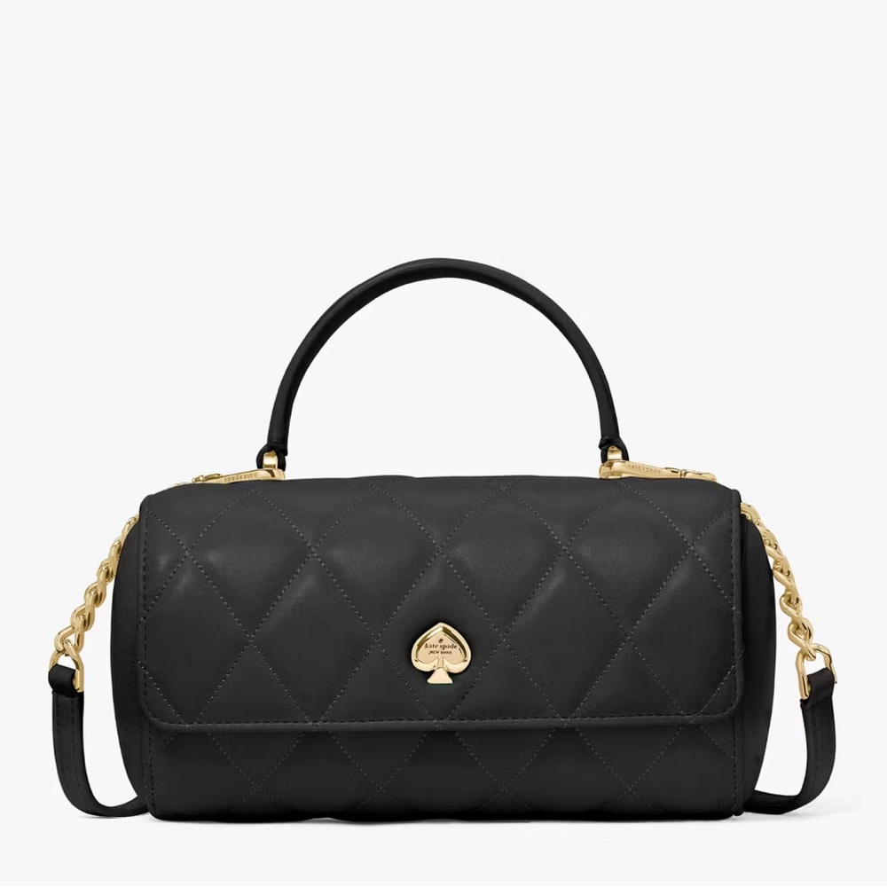 Kate Spade NWT Heart‎ Barrel Quilted Crossbody - Black